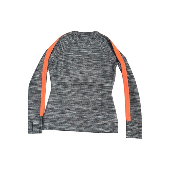 Athleta Snowscape Quilted Pullover Top Gray Neon Orange Thumbholes Womens S - Picture 2 of 5